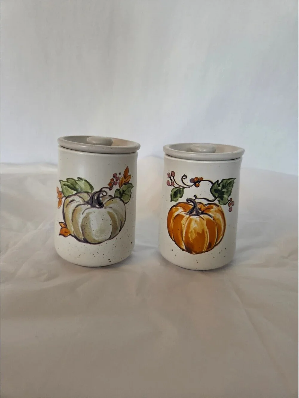 Happy Harvest Fall Ceramic Pumpkin Mini Canister Set with Lids